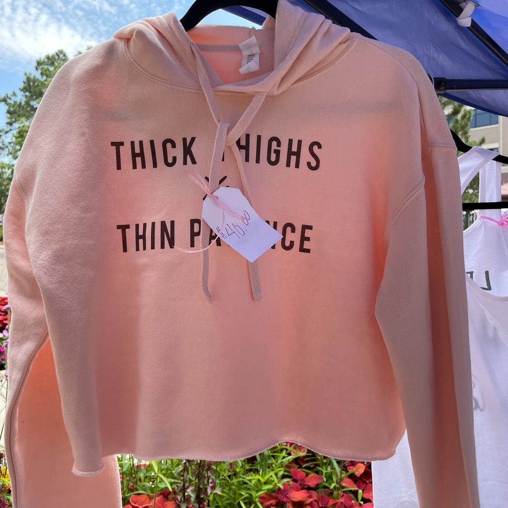 Thick thighs crop top hoodie